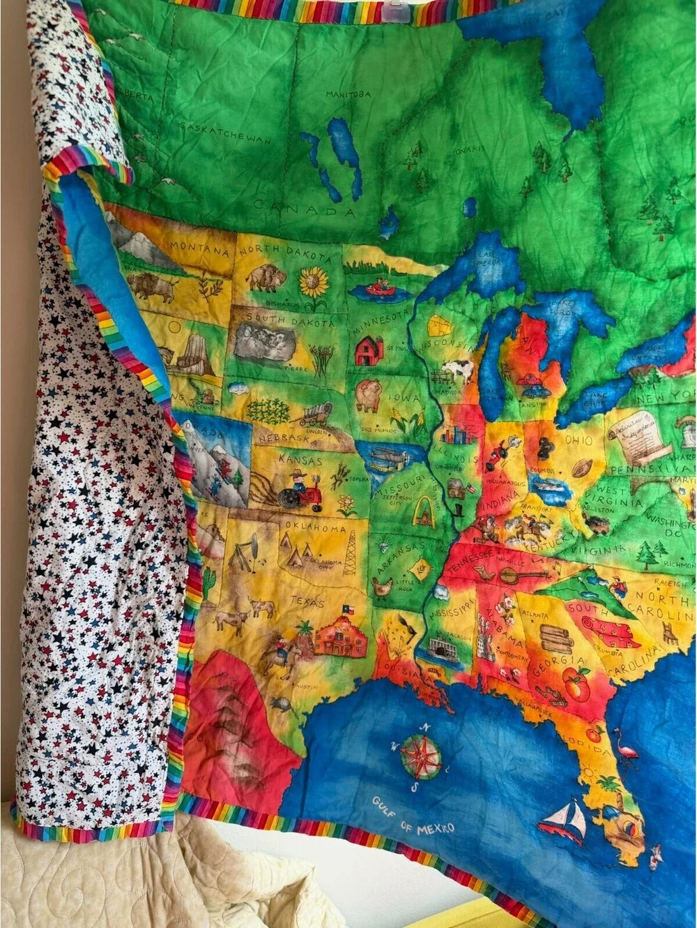 Map of the USA Crib Blanket/Quilt or Wall Hanging
